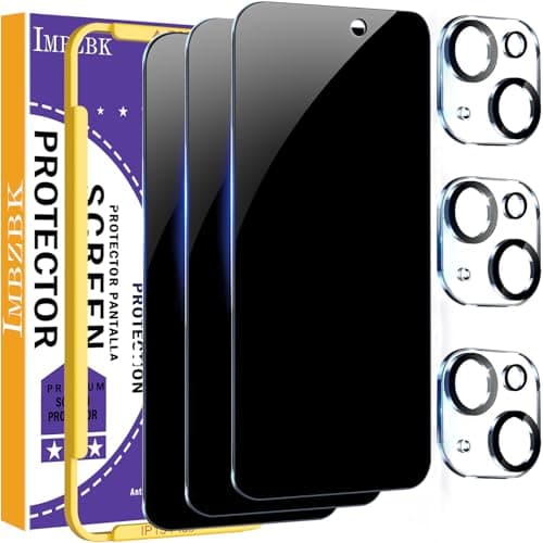 IMBZBK Verre Trempé iPhone 17 Pro Max - Qualité Militaire, 9H+ Anti-Rayures, Anti-Espion & Dépoussiérage Automatique, 3+ — 15-Noir