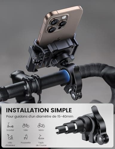 Lamicall Support Téléphone Vélo 360° Rotatif - Compatible iPhone 17/16/15/14/13/12/11 & Huawei, Placement Rapide & Unive