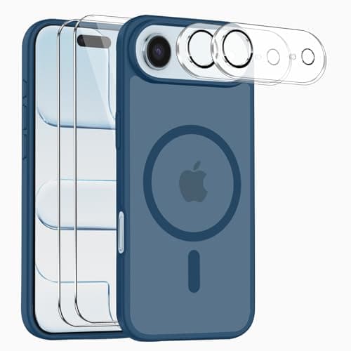 Cyoa Coque Magnétique iPhone 17 Protection Écran Verre Trempé + Caméras Anti-Rayures Etui TPUTransparent — Bleu saphir