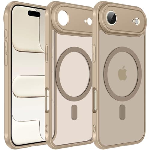 ivoler Coque Magnétique pour iPhone 17, Compatible MagSafe, Protection Antichoc Militaire Étui Dos Transparent Anti-Rayu — Désert Titane