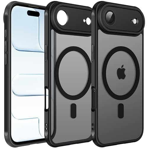 ivoler Coque Magnétique pour iPhone 17, Compatible MagSafe, Protection Antichoc Militaire Étui Dos Transparent Anti-Rayu — Noir