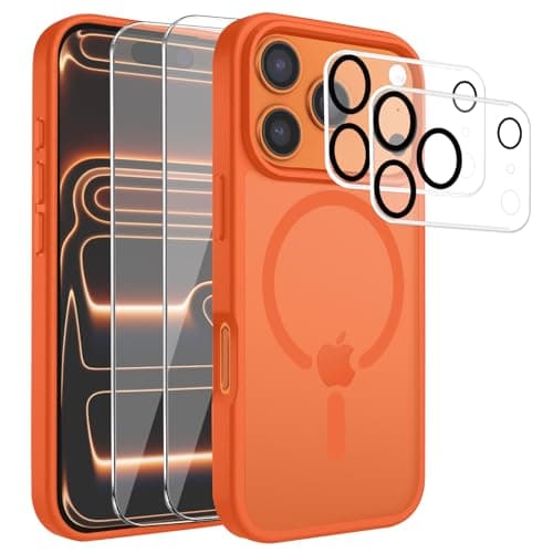 Cyoa Coque Magnétique iPhone 17 Protection Écran Verre Trempé + Caméras Anti-Rayures Etui TPUTransparent — Orange