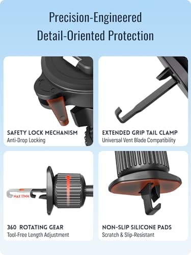 Support de téléphone voiture Grille d'aération métal Clip QuickFix 360 Rotation iPhone Android Tous Smartphones Q4
