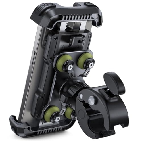 Support Téléphone Moto Lamicall Anti-Vibration 360° Rotation, 1S Libération, Compatible iPhone 17-13, Huawei, 4,7-6,8" S — Vert