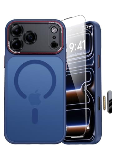 Coque JUESHITUO iPhone 17 Pro Max MagSafe Orange - Protection Lentille, Antichoc, Antipoussière — Bleu
