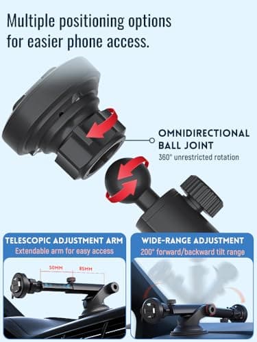 sincetop Voiture Téléphone Support 3-en-1 - Pare-Brise, Tableau de Bord et Bureau – Angle Réglable 360° – Fixation Rapid