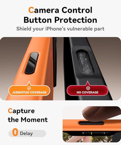 Coque JUESHITUO iPhone 17 Pro Max MagSafe Orange - Protection Lentille, Antichoc, Antipoussière