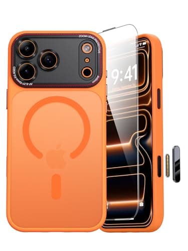 Coque JUESHITUO iPhone 17 Pro Max MagSafe Orange - Protection Lentille, Antichoc, Antipoussière