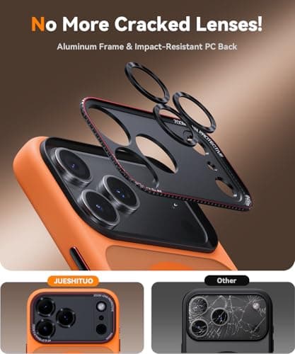 Coque JUESHITUO iPhone 17 Pro Max MagSafe Orange - Protection Lentille, Antichoc, Antipoussière
