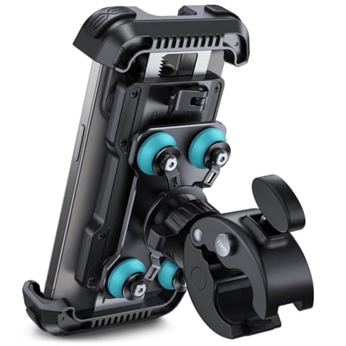 Support Téléphone Moto Lamicall Anti-Vibration 360° Rotation, 1S Libération, Compatible iPhone 17-13, Huawei, 4,7-6,8" S — Bleu