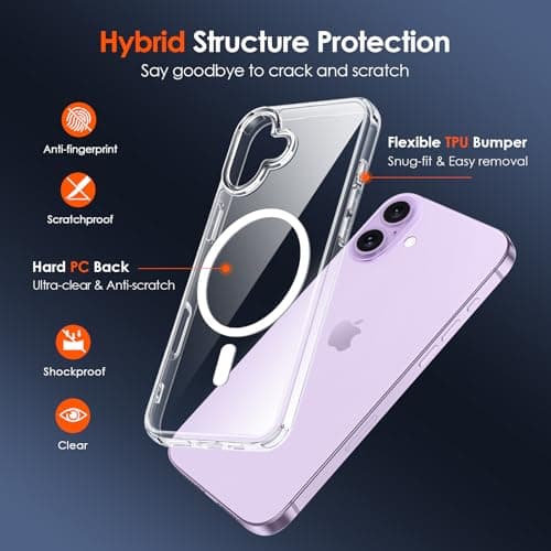 ivoler Coque Magnétique pour iPhone 17, Compatible MagSafe, Protection Antichoc Militaire Étui Dos Transparent Anti-Rayu