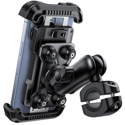Support Téléphone Moto Lamicall - Antivol - Double Anti-Vibration - Métal 2 x 360° Pivotant - Vélo - iPhone 17 16 15 14