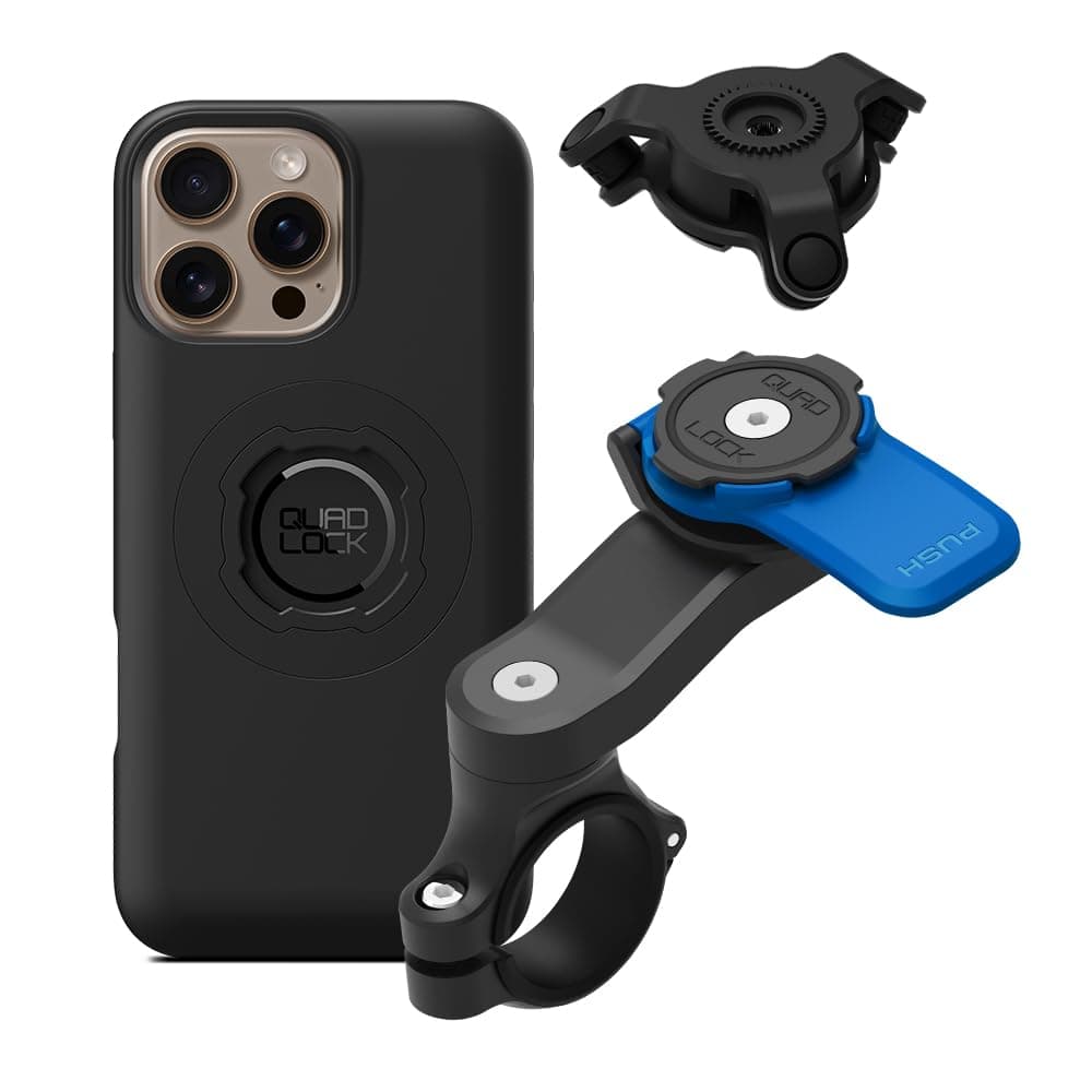 Quad Lock Support Téléphone pour Moto avec Amortisseur de Vibrations et Coque MAG pour iPhone 16 Pro Max - Protection Su