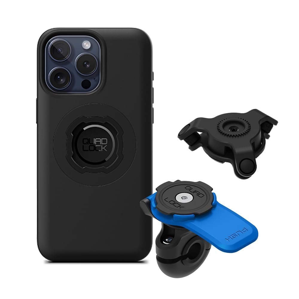 Support Quad Lock pour iPhone 15 Pro Max utilisant l'éch vowel de moto, amortissant les vibrations, coque included Mag