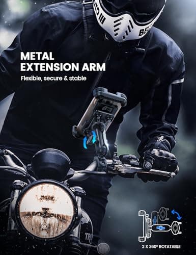 Support Téléphone Moto Lamicall - Antivol - Double Anti-Vibration - Métal 2 x 360° Pivotant - Vélo - iPhone 17 16 15 14