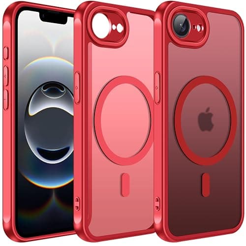ivoler Coque Magnétique pour iPhone 17, Compatible MagSafe, Protection Antichoc Militaire Étui Dos Transparent Anti-Rayu — Rouge