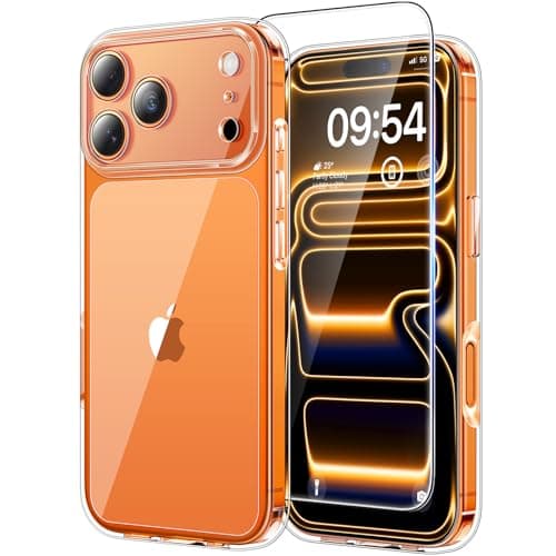 Coque pour iPhone 17 Pro Max avec Verre Trempé, Protection Totale de la Caméra, Protection Militaire - Transparent Globa