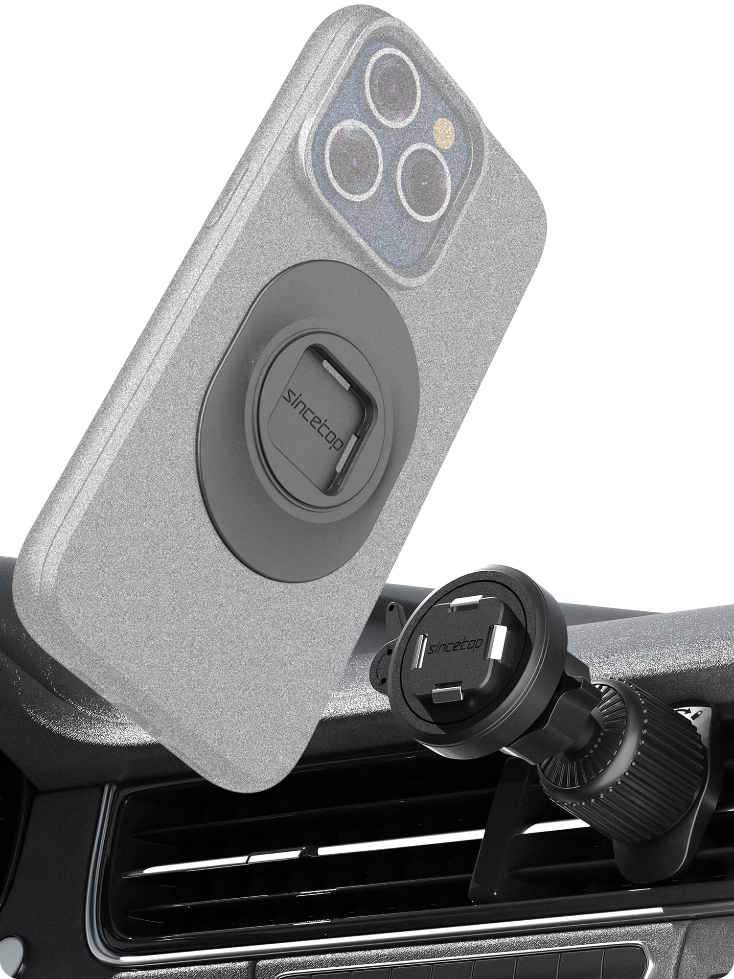 Support de téléphone voiture Grille d'aération métal Clip QuickFix 360 Rotation iPhone Android Tous Smartphones Q4